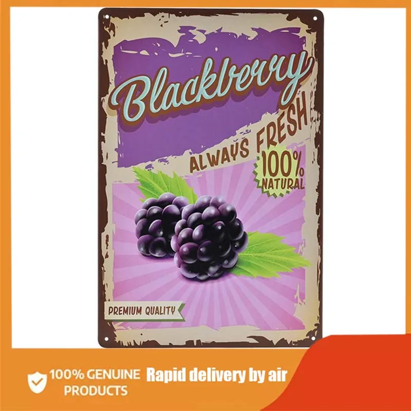 

Vintage Blackberry Tin Sign Fruit Metal Sign Vintage Decor Signs Wall Decor Home Decor room decoration men outdoor decor