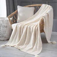 ins nordic style sofa blanket office nap blanket tassel knitted ball wool leisure air conditioning small blanket