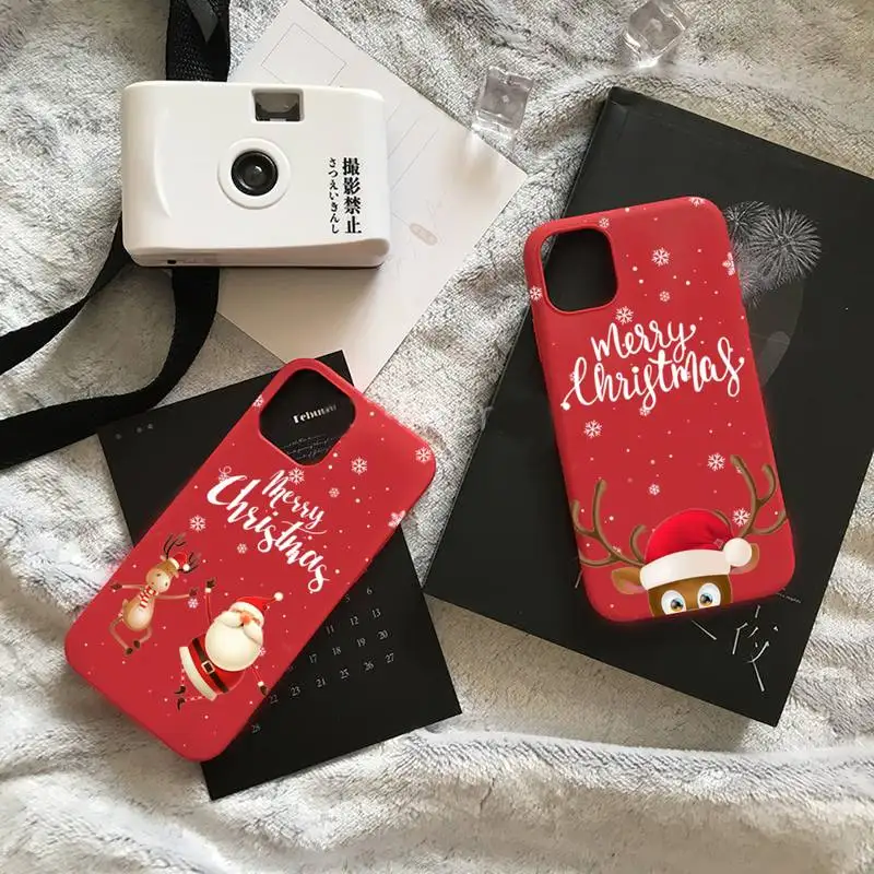 

New Year Merry Christmas Phone Case Red Candy Color for iPhone 11 12 13 mini pro XS MAX 8 7 6 6S Plus X SE 2020 XR