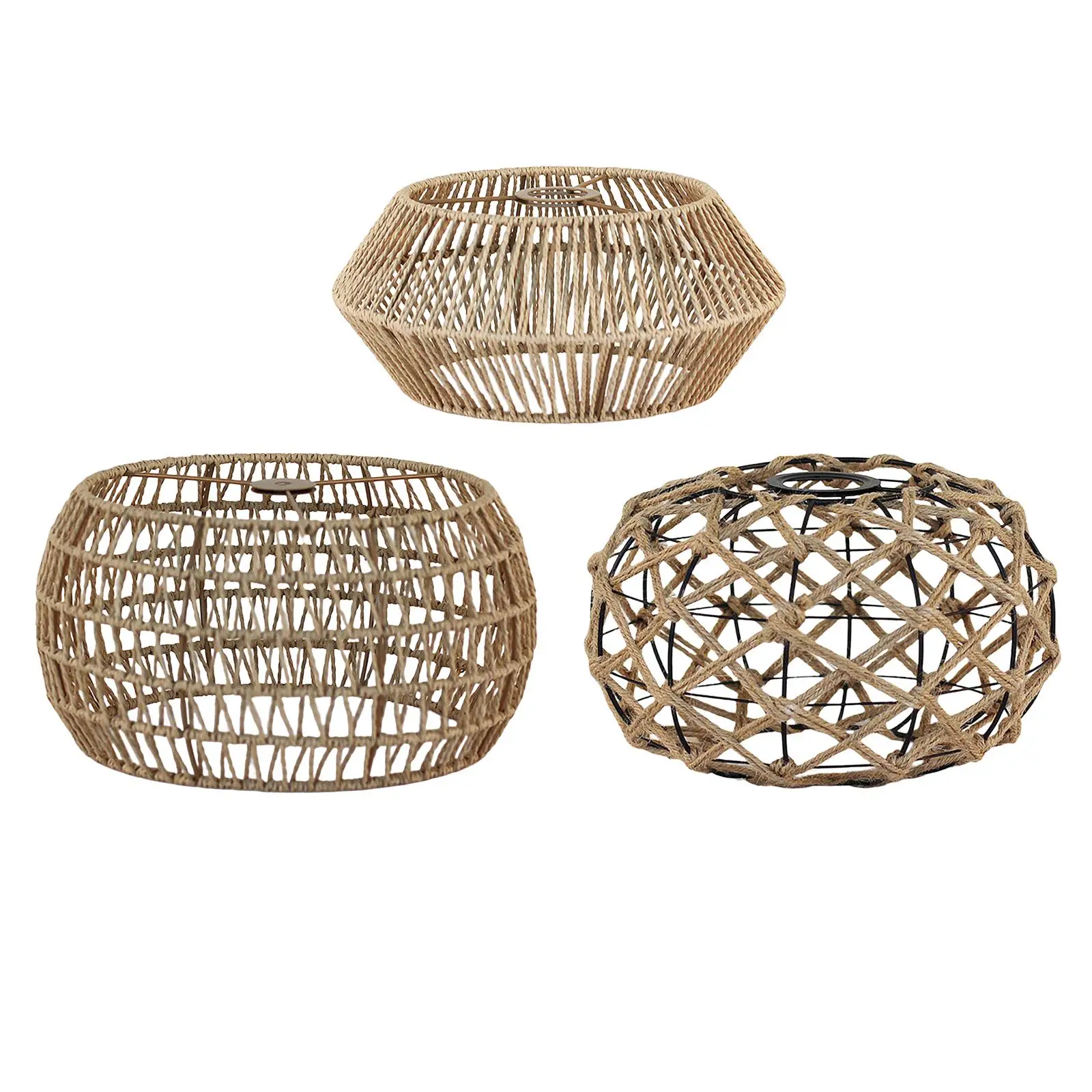 

Pendant Lamp Shade Paper Rope Handwoven Light Fixture Chandelier Cover for Hotel Dining Room Cafe Teahouse
