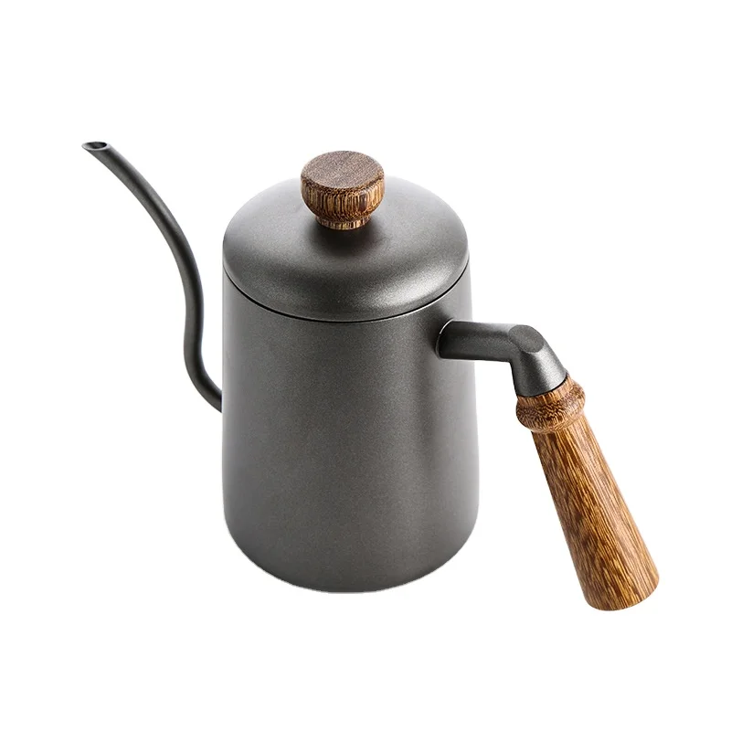 New Design Spout Long Mouth Coffee Kettle 350ml 600ml Stainless Steel Handle Drip Coffee Pot With Lid