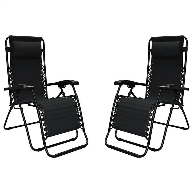 

Sports Zero Gravity Outdoor Folding Lounge Chair, Black (Pair)