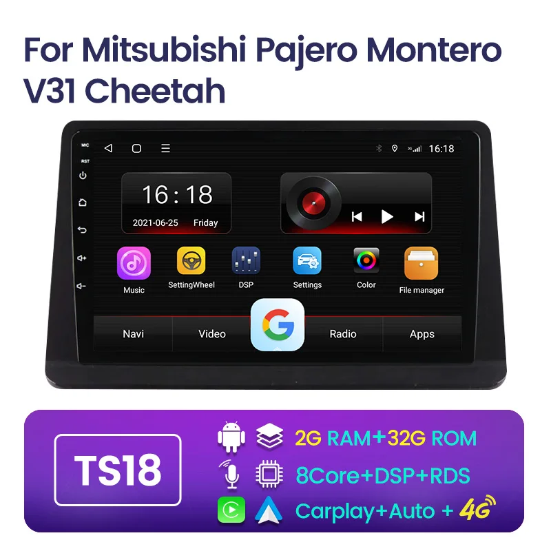 Автомагнитола на Android для Mitsubishi Pajero Montero V31 Cheetah Kingbox 2002-2014 GPS-навигация видео стерео