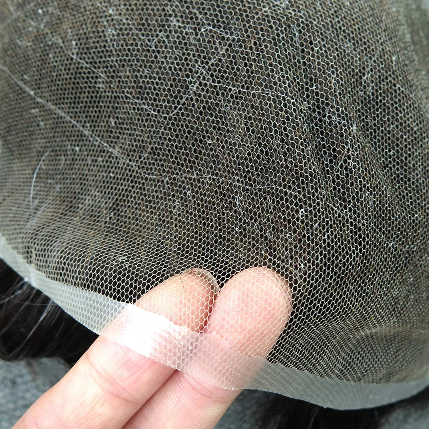 Парик мужской из 100% человеческих волос тонкий отбеленный черный