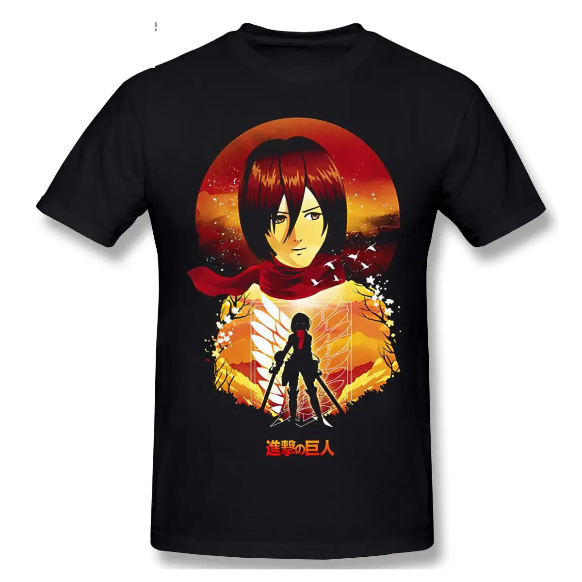 Attack On Titan Eren Anime T-Shirt for Men Top Quality Short Sleeve Cotton Round Neck T Shirts Tee (art.: 3920bd4ee8080) - 3920bd4ee8080