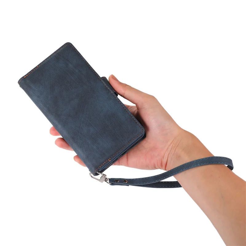 

A72 5G Case For Samsung A73 A52 S A51 A50 Leather Case Wallet Card Holder Lanyard Galaxy A71 4G Shoulder Strap