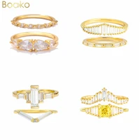 boako 2pcsset zircon ring on finger chain adjustable jewelry rings for men women anillos aesthetic wedding ring set accessories