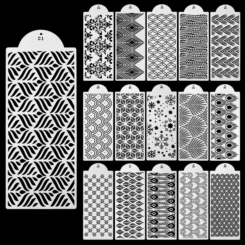 

Cake Printed Stencil Leaf Snowflake Pattern Cake Tool Fondant Cake Stencils Decorating Embossing Drawing Mold Party Pastry Tool