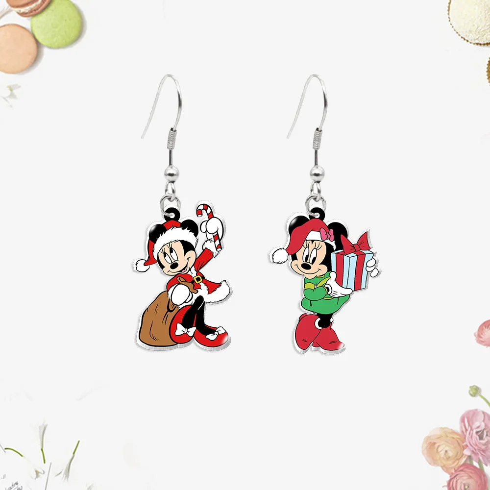 

2022 New Disney Mickey Mouse Dangle Earring Minnie Christmas Acrylic Earrings Handmade Jewelry Epoxy Resin Fish Hook Earring