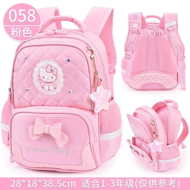 Kitty Schoolbag for Primary School Girls Grade 1-3 Girls Princess Burden Reduction Children Hello Kitty Backpack Backpack