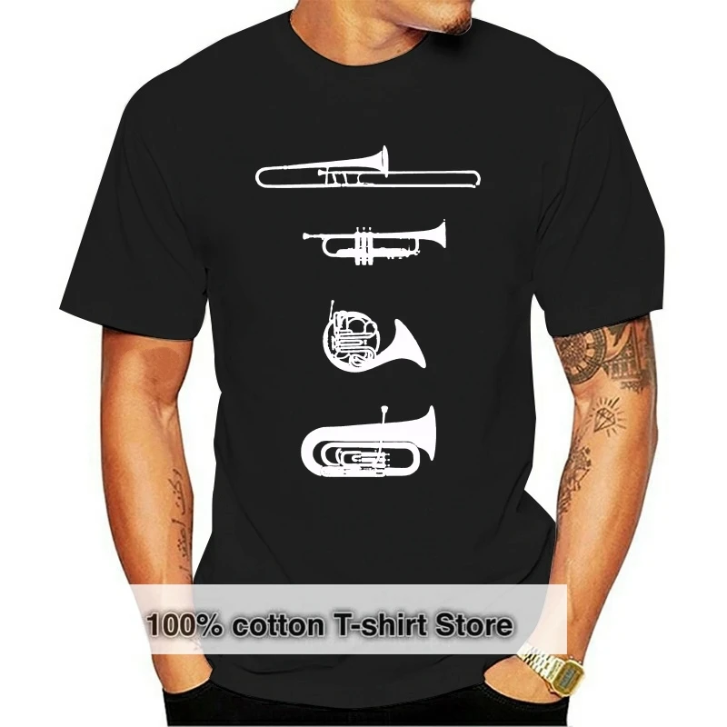 

Симфоническая музыка футболки разных типов тромбонов печать на футболке Новое поступление футболок парка семейная футболка отца футболка