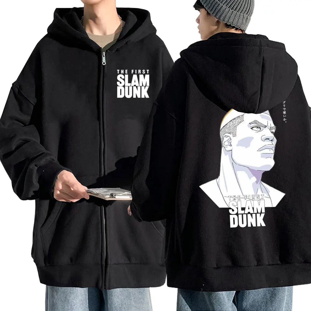 

Anime The First Slam Dunk Zipper Hoodie Funny Akagi Takenori Graphic Zip Up Hoodies Men's Casual Jacket Loose Street Sweatshirt