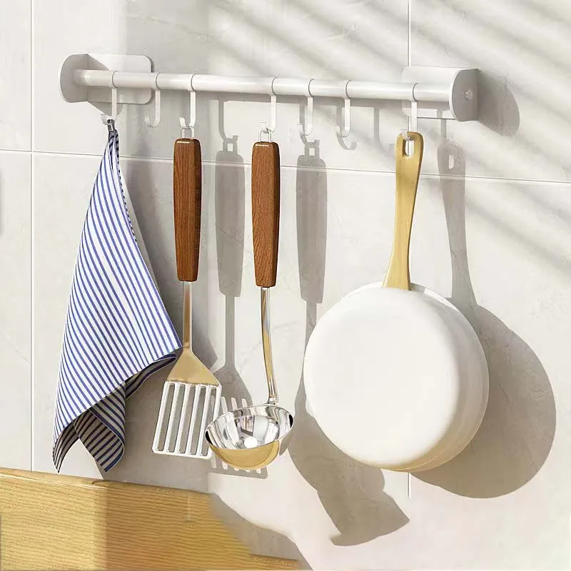 

Kitchen Hooks Wall Hanging Hook Iron Storage Shelf Kitchenware Hook Hanger for Wall Door Kitchen Organizer Self Adhesive