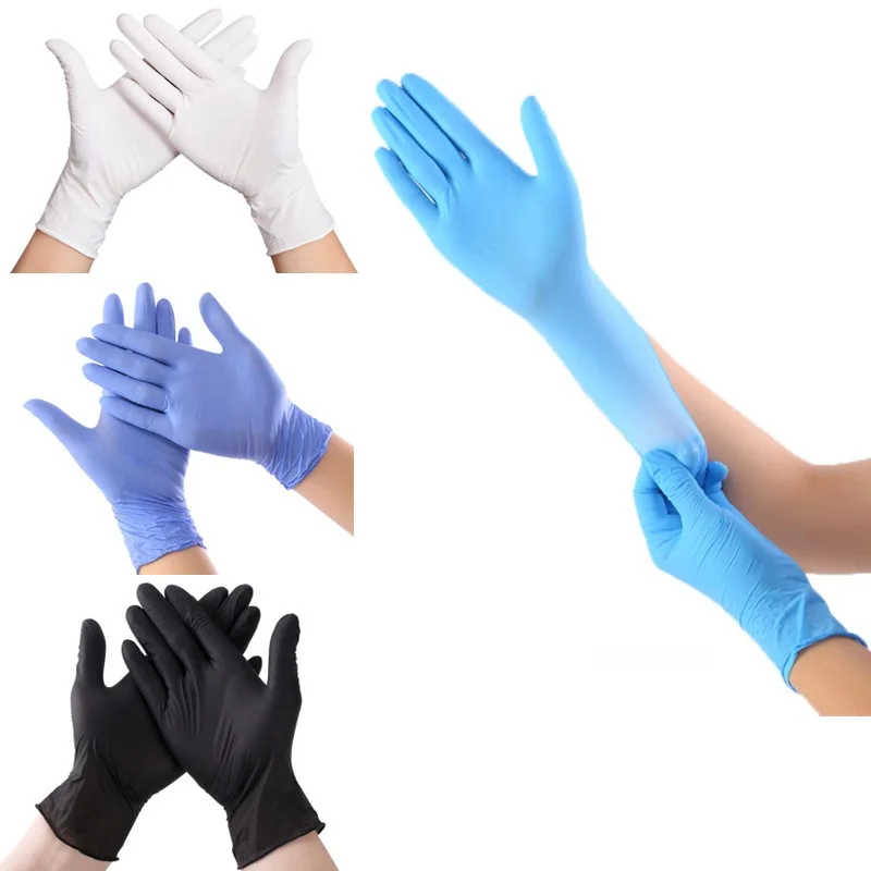 

Kitchen Disposable Personal Protective Equipment Pure Nitrile Gloves (Latex Free) Non-toxic Sterile Healthy To Use Black 20 Pcs
