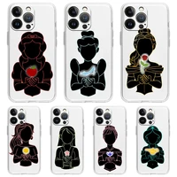 disney princess silhouette luxury phone case for iphone 13 11 12 pro max x xr xs 7 8 plus se 2020 silicone clear cover fundas