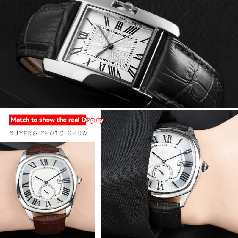Фото Ремешок из натуральной кожи для Cartier Caliber/Tank/London/Santos, 16, 17, 18, 20, 22, 23, 25 мм, сменный аксессуар №3