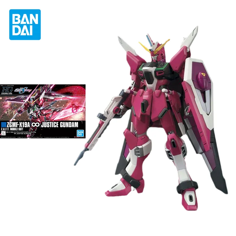 

Bandai Original GUNDAM Anime HGCE 1/144 ZGMF-X19A JUSTICE GUNDAM Action Figure Toys Collectible Model Gifts For Children