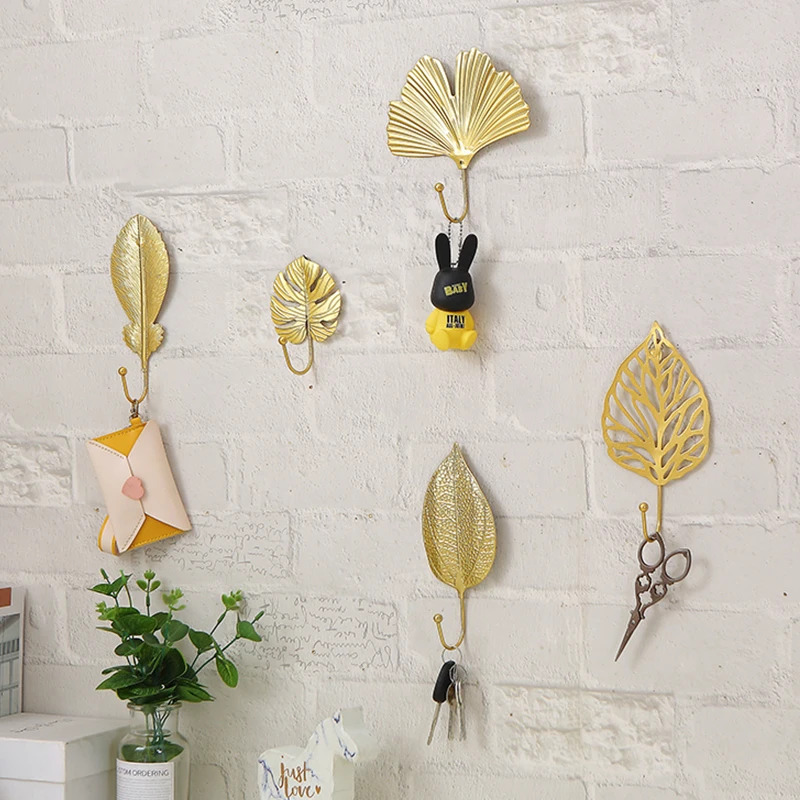 

Вешалка для ключей, в скандинавском стиле, в форме листьев, настенный держатель ключа