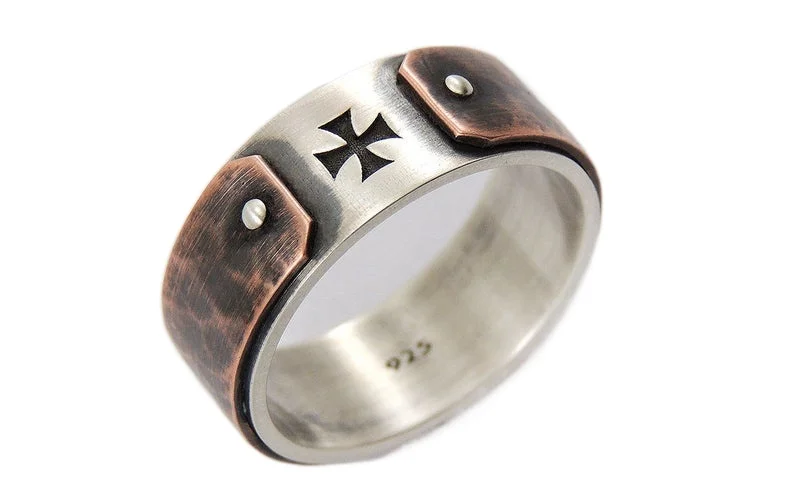 

Fashion Catholic Men's Templar Cross Religious Ring Cross Wedding Jewelry