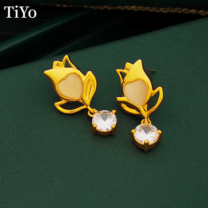 

Trendy Jewelry 925 Silver Needle Vintage Temperament Heart Earrings Temperament Hot Sale Flowers Earrings For Women Female Gift