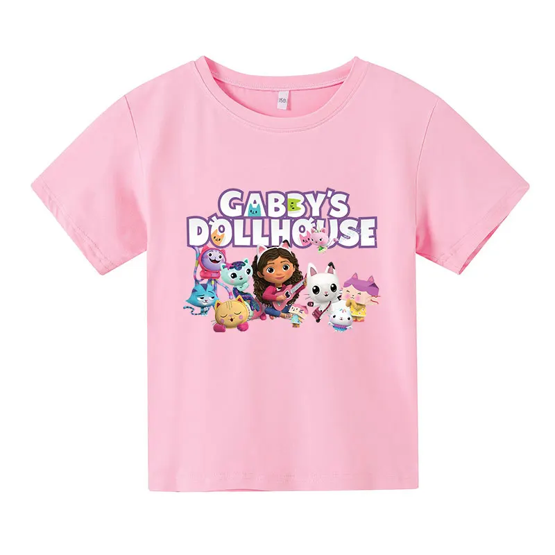 

Детская одежда Gabby's Dollhouse футболка для детей комплекты harajuku для маленьких мальчиков шорты рукава летняя модная одежда для девочек футболки