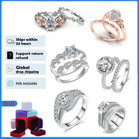 hoyon genuine 18k gold color couple set rings hot selling diamond zircon rings ladies jewelry wedding anniversary gift for girl