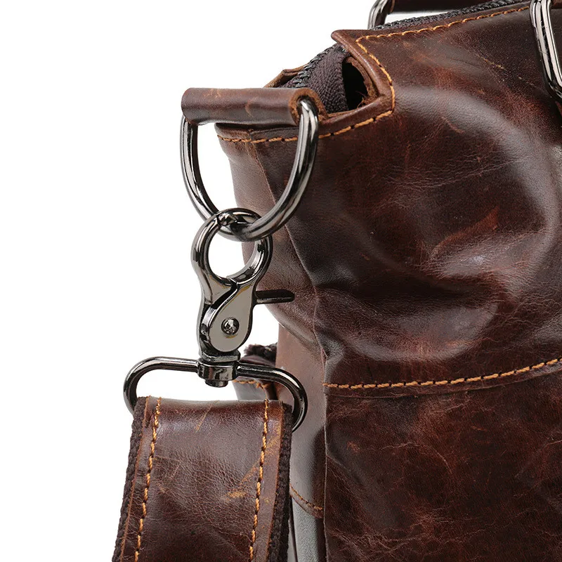 Fashion casual high-quality natural real leather men multi-pocket portable briefcase daily work lawyer's shoulder messenger bag