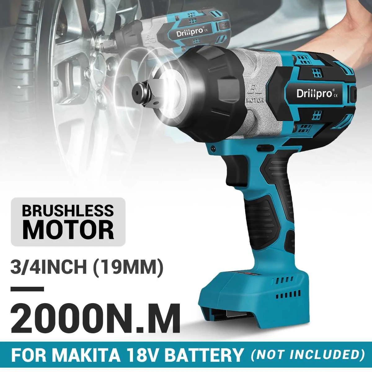 Drillpro High Torque 2000N.m Brushless Electric Impact Wrenc