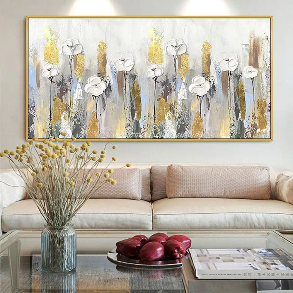 Мятнаяра ручная роспись абстрактная текстура цветок картина маслом на холсте