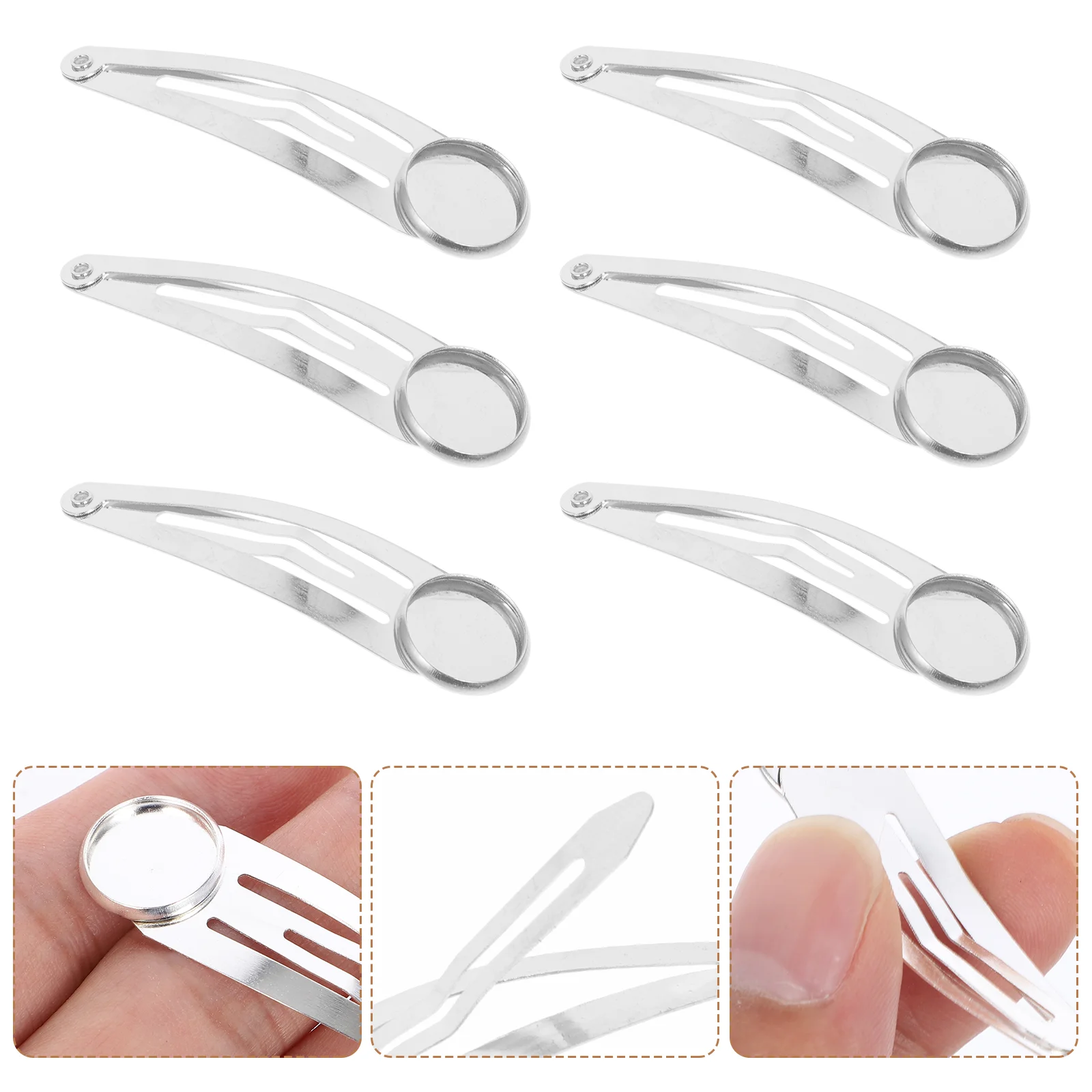 

10 Pcs Hairpin Tray Snap Clip Iron Clips Crafts DIY Materials Headdress Accessories Handmade Girl