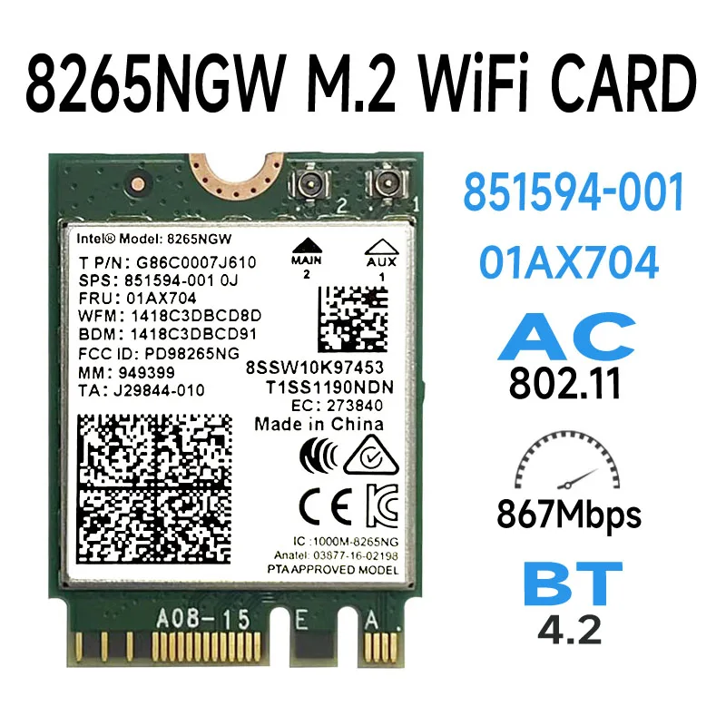Intel Wireless-AC 8265 Dual Band 2,4G/5Ghz Wifi