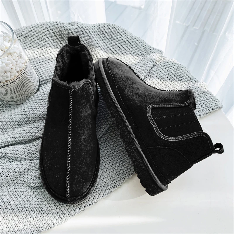 

Winter Men's Snow Boots Waterproof Non-Slip Comfortable Warm Plush Lining Outdoor Ski Suede Ankle Boots for Men