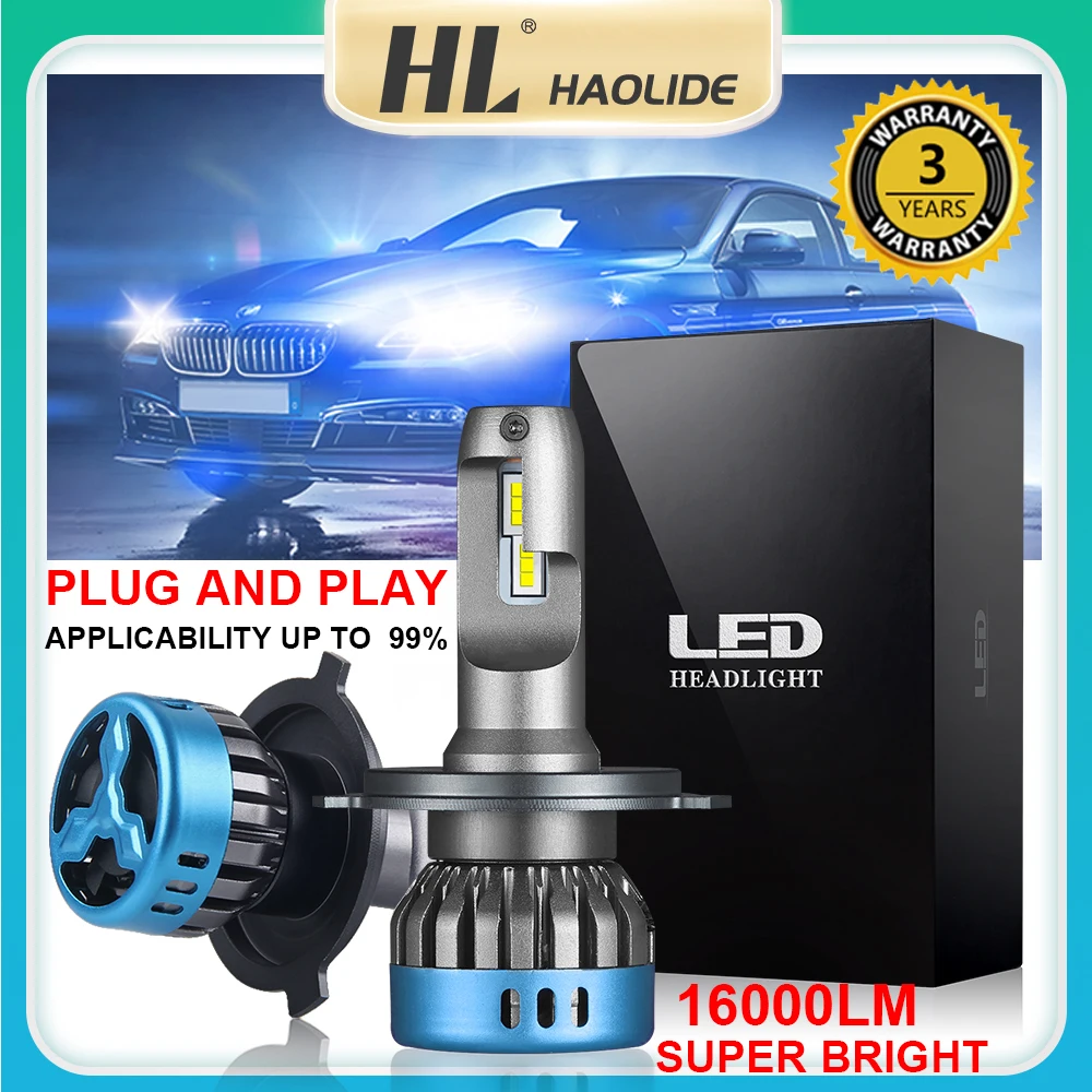 

HAOLIDE H7 Led Car Headlight Bulbs 16000LM Led Driving Lights H1 H11 H4 9005 HB3 9006 HB4 12V 24V 6500K Auto Led Turbo Fog Light