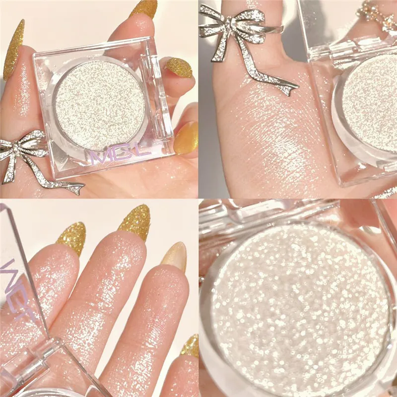 

1Pc Diamond Glitter Eyeshadow Shiny Pearlescent White Brown with Flash Eye Shadow Palette Long Lasting Eyes Makeup Cosmetics