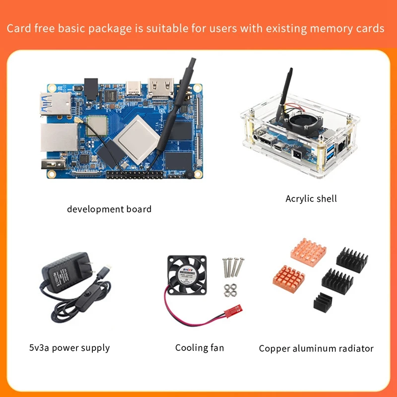 

For Orange Pi 4 LTS RK3399 4GB LPDDR4 Linux Development Board With Shell+Heat Sink+Cooling Fan+Power Adapter