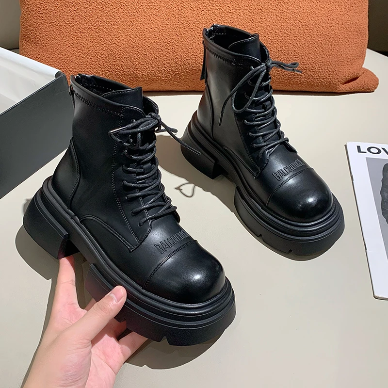 

Shoes Women's Mid Calf Boots Boots-Women Zipper Round Toe Luxury Designer 2023 Genuine Autumn Mid-Calf Lolita Rock High Heel La