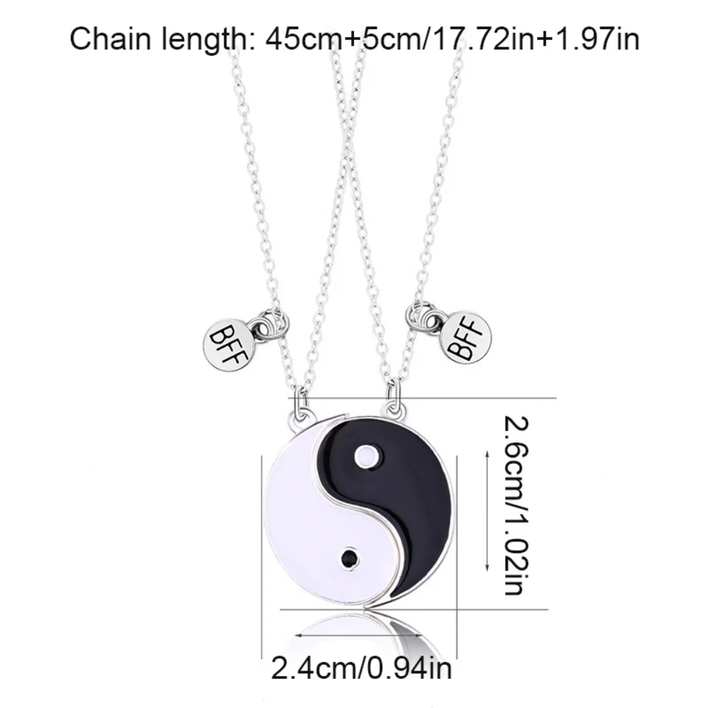 2Pcsset Best Friend Taichi Magnetic Pendant Necklaces Retro Couples Friendship Adjustable Geometric Jewelry Accessories Gift (art.: 3920cab52fb9a) - 3920cab52fb9a