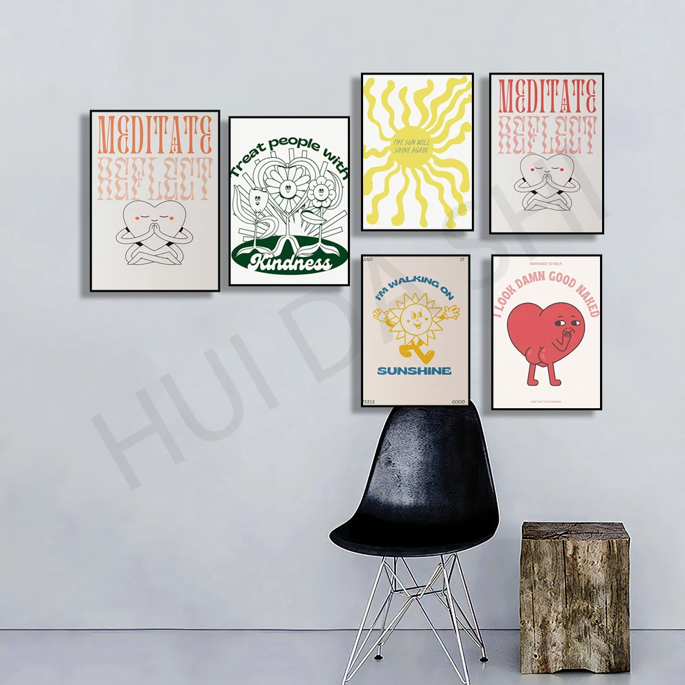 Ретро настенное искусство ретро стены 70s печать трендовая Настенный декор