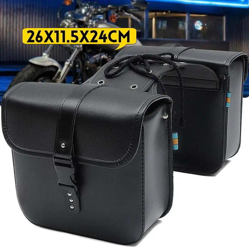

Pair Motorcycle Saddle Bags Side Tool Luggage Storage Bag Black Saddlebags Waterproof Universal For Honda/Yamaha/Suzuki