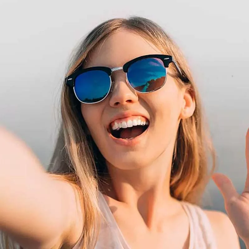 

New in Retro Sunglasses Women Men's Women Vintage Semi-Rimless Square Polarized Sun glasses gafas de sol hombre UV400 Eyewea