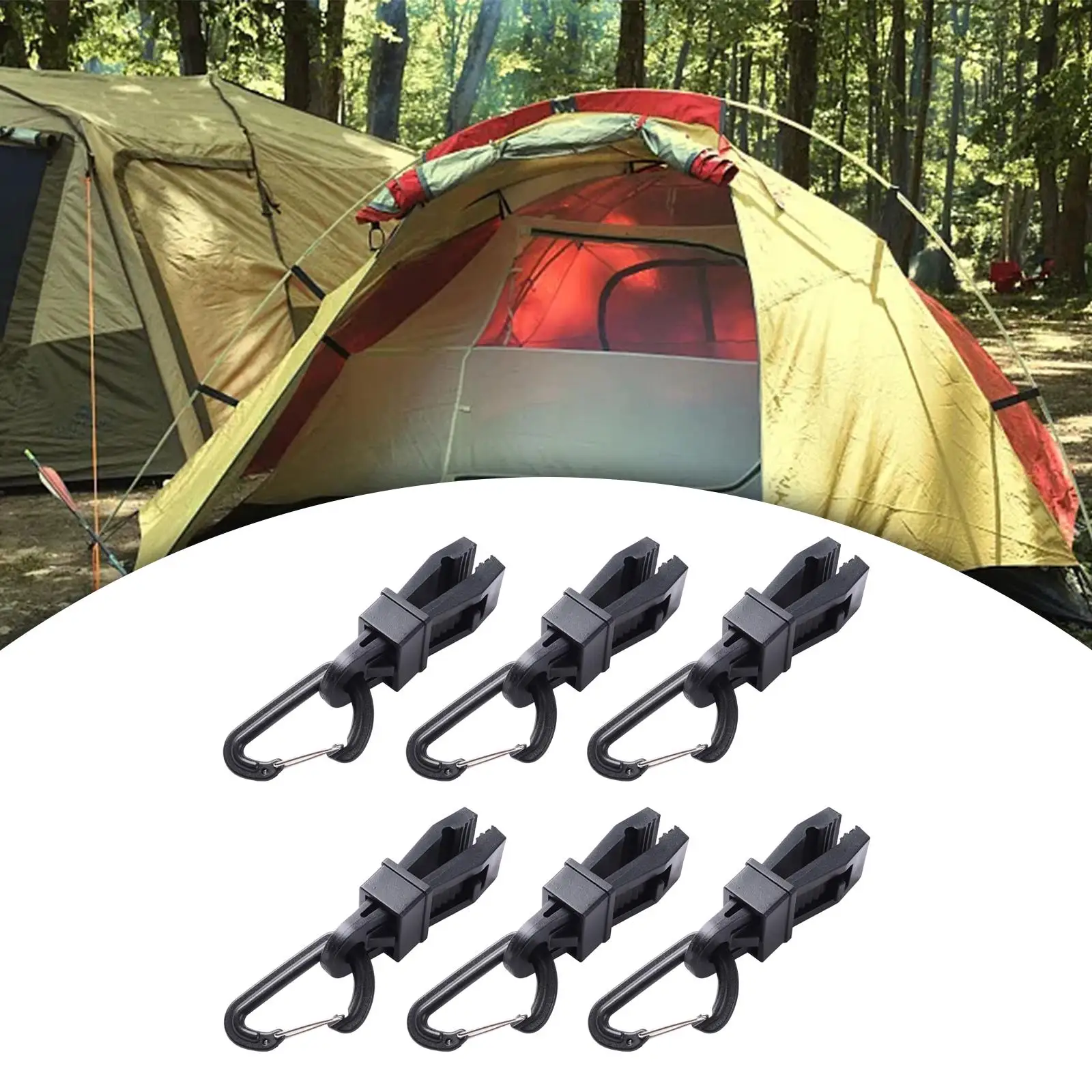 6 шт. зажимы для брезента с карабином ветрозащитная ручка замком холщовые навесы