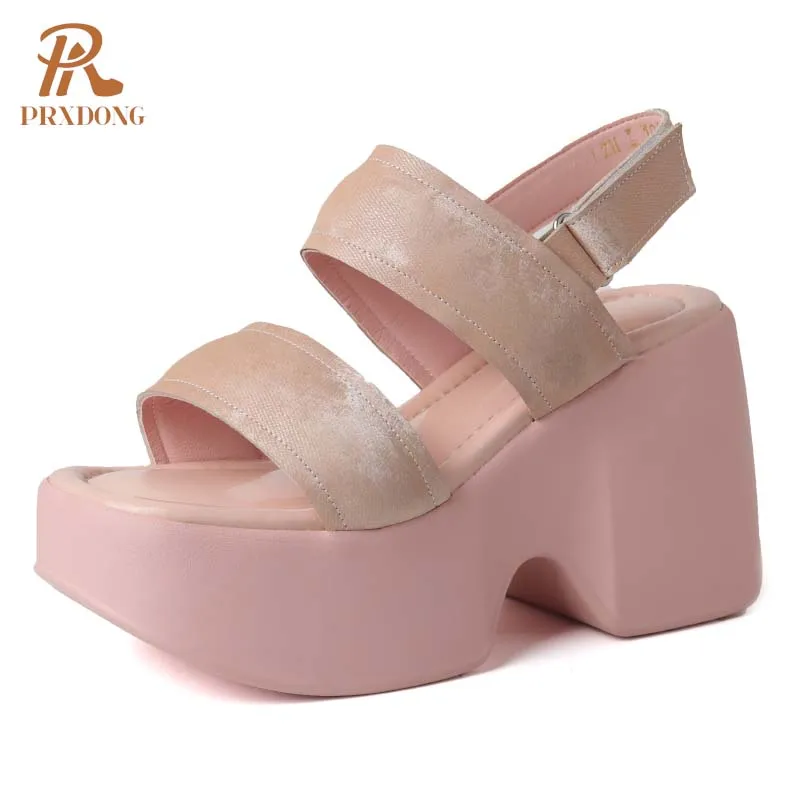 Женские босоножки на платформе PRXDONG черные или Розовые босоножки-гладиаторы