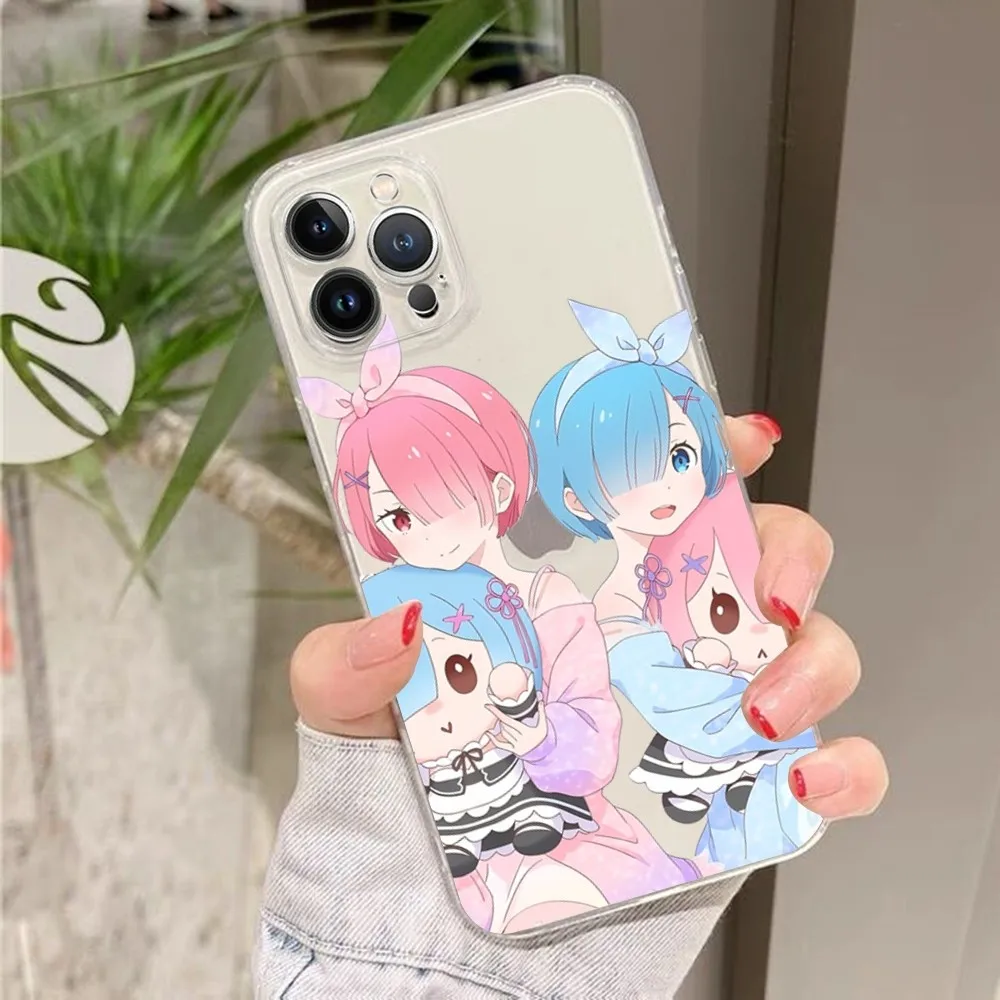 Чехол для телефона ReZERO Ram Rem с аниме силиконовый мягкий чехол iphone 16 15 14 13 12 11 Pro Mini XS