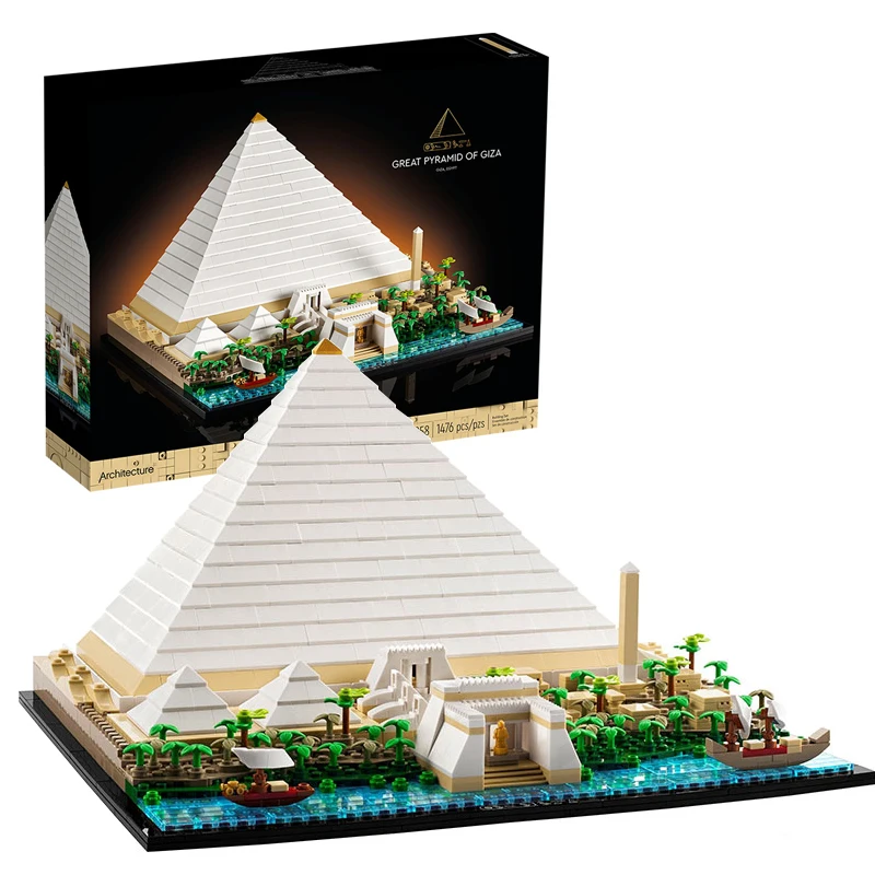 

MOC The Great Pyramid of Giza Building Blocks City Architecture Street View Construction Set Bricks Assembled Toys Fit For 21058