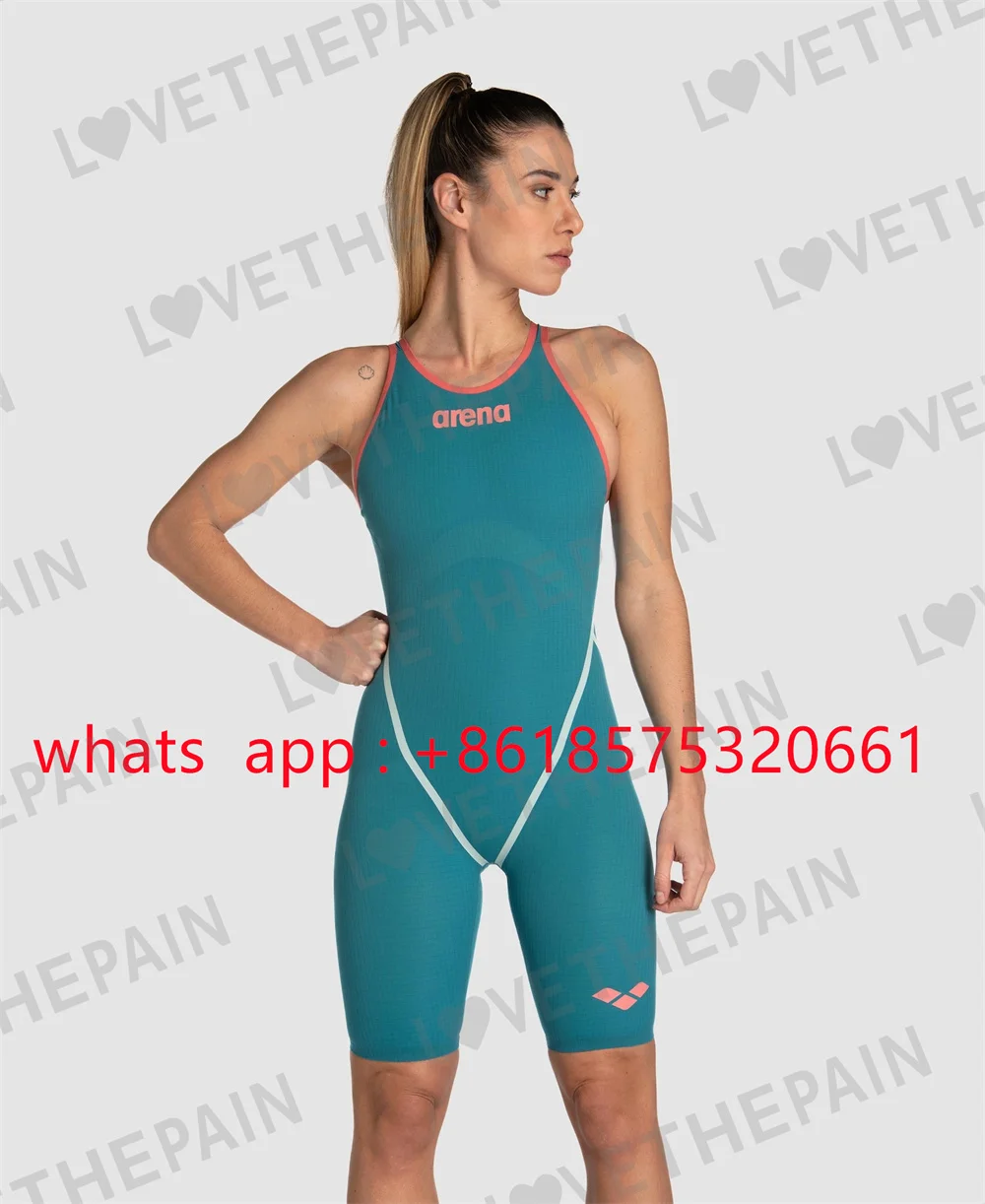 New Women Swimsuit Open-back One Piece Knee-length Competition Training Racing Swimmers Tech Suit F1triathlon Sports Swimwear