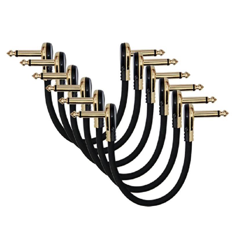 

Качественные соединительные кабели для гитары под прямым углом 1/4, гитарный кабель для педалей для гитарных эффектов, 6 шт.