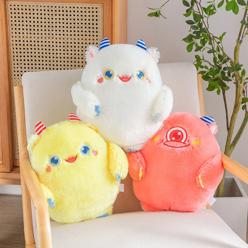 40cm Cute Fluffy Monster Doll Stuffed Animal Soft Plush Toy For Children Japanese Style Kawaii Pink White Green Plushie Gifts