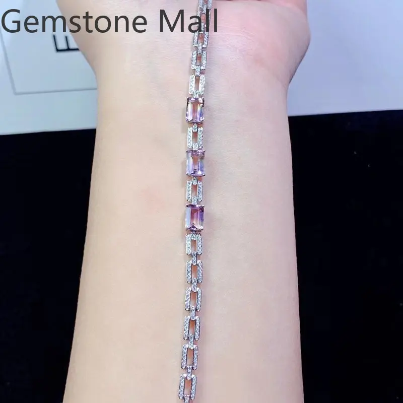 100% натуральный браслет из драгоценных камней 5 мм * 7 аметистовый топаз цитрин и