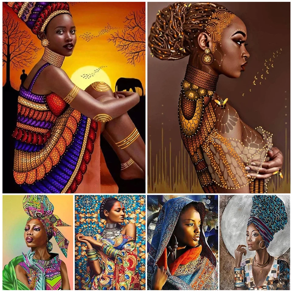 Full Square Round Drill African Woman Diamond Painting kits 5D DIY Diamond Embroidery gift Mosaic cross stitch home decor