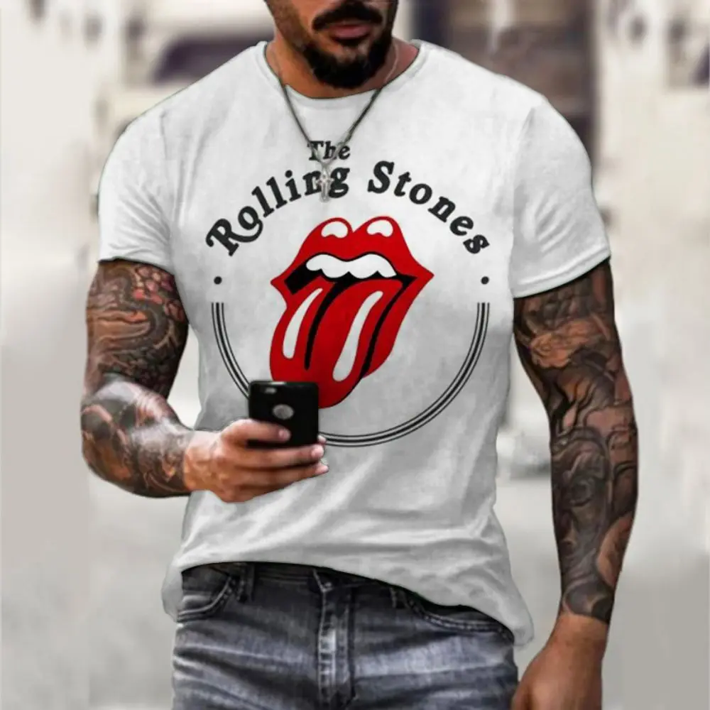 

The Rolling-Stones Graphic Party Tops Trend Exotic T-shirts Funko Pop 3D Print Men's T-shirt Hip Hop Clothing Gothic Y2k Clothes